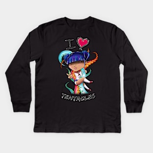 I Heart Tentacles Kids Long Sleeve T-Shirt